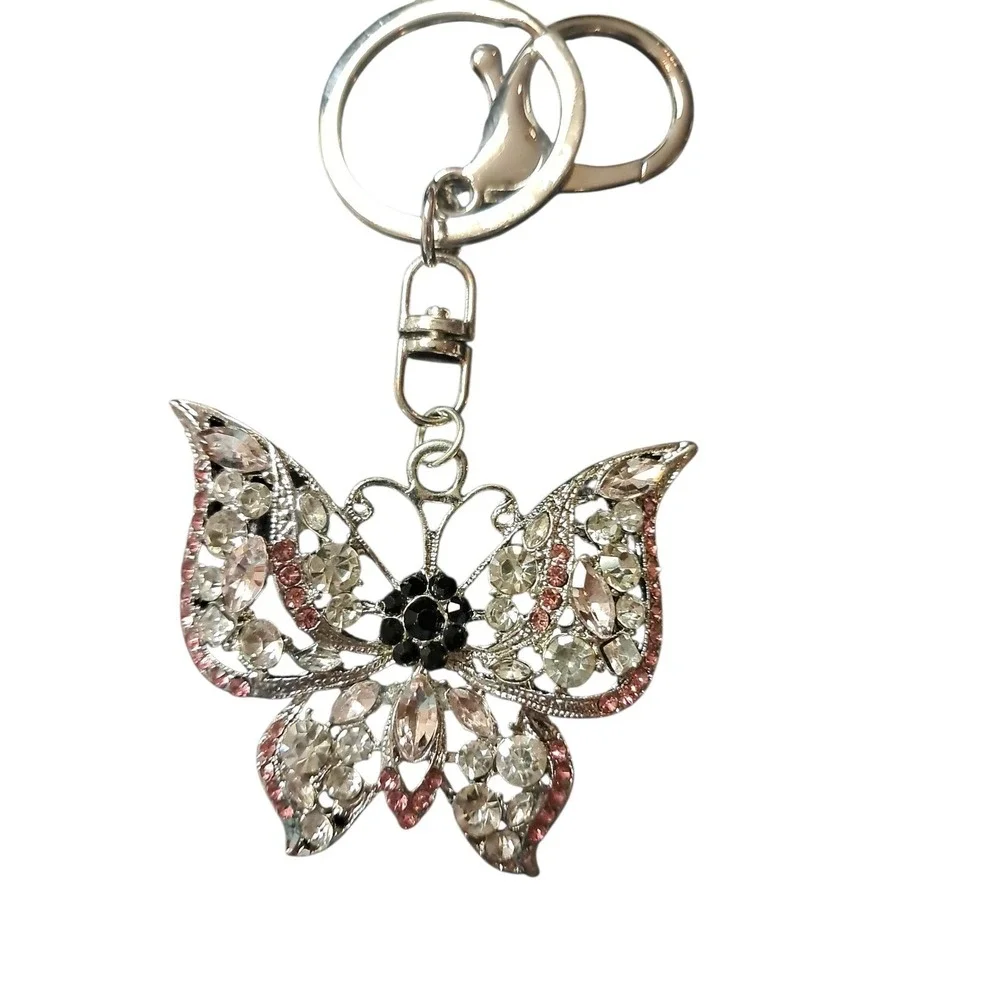 Keychains. Bejeweled Owl, Beatle, Butterfly, And Bumble‎ Bee